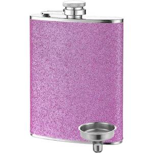 Hip Flask 8oz for Women/Men, Minimalist Hip Flask Portable Whiskey Flask Leak Proof Pocket Hips Flask for Climbing Camping Barbecue Bar Party Drinker (Purple)