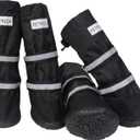 URBEST Dog Shoes, Waterproof Dog Boots, Warm Lining Nonslip Rubber Sole for Snow Winter Use for Medium and Large Dogs (XS, Black)