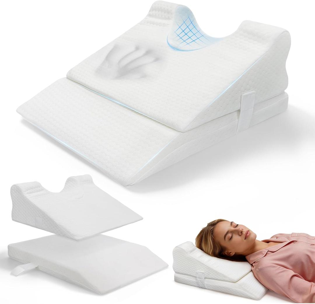 Memory Foam Post Face Lift Surgery Pillow Adjustable Height Support Back Sleeping Training Pillow Flawless Face Pillows for Facelift Nose Job Hair Transplant