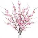 Sggvecsy Artificial Plum Blossom Flowers 4 Pcs Faux Cherry Blossom Stems Faux Silk Plum Blossom Branches 36.2 Fake Flowers Long Stems for Vase Arrangements Home Wedding Table Decor (Pink)