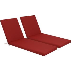 Only choice Outdoor Chaise Lounge Cushion Set of 2, 75" x 24" Lounge Chair Cushion Water-Resistant & Fade-Resistant for Lawn, Pool, Replacement Seat Cushion for Patio (Red)