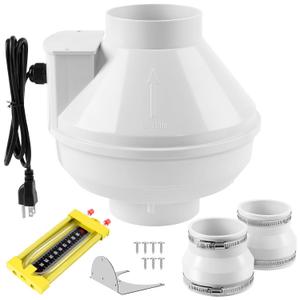Radon Fan Kit, with Rubber Couplers (4 to 3 Inchfits 3" PVC), Quiet 260 CFM Quickly Mitigate Radon, Air Pressure Indicator, Ip67 Waterproof, Radon Mitigation System Kit