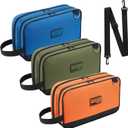 HISEA 3 Pack Small Tool Bag Set, 12 Inch Tools Pouch with 2 Pockets and Adjustable Shoulder Strap, Small Tool Organizer and Storage with Zipper for Electrican, Travel, Green Orange Blue