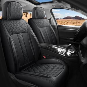Car Seat Covers Full Set, Waterproof and Breathable Nappa Leather Seat Covers for Cars, Universal Car Seat Covers Fit for Most SUV Truck Sedan (Black)