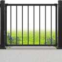 Deck Fence Gate Outdoor, 32''H Gate for 36''H Deck, Black Heavy Duty Steel Anti-Rust Door with Customizable Width (Up to 48"), Metal Gate for Residential, Yard, Patio(No Hinge)
