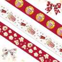 3 PCS 15 Yards Popcorn Grosgrain Ribbons 3/5" Cinema Movie Theater Decor Ribbon, Red Craft Ribbons for Birthday Party Favor Decoration Holiday Snack Food Treat Bags Gift Packaging DIY Supplies
