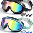 Rantizon Swim Goggles 2 Pack, Wide View Anti Fog&UV Swimming Goggles for Audlt, No Leak Pool Beach Essentials for Men Women
