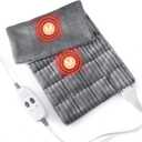 Massaging Weighted Heating Pads for Back Pain Relief and Cramps, 24''*12'' Ribs Fannel Electric Heating Pad with Massage Vibrations, 6 Settings- 3 Heat, 3 Massage- 9 Relaxing Combinations