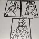 CHENGU 3 Pieces Metal Minimalist Abstract Woman Wall Art Line Drawing Wall Art Decor Single Line Female Home Hanging for Kitchen Bathroom Living Room