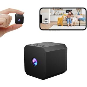 2025 Upgraded 1080P Security Camera Wireless Indoor,Home Camera for Pet,Suitable for Home Offices, Indoor Cam with Night Vision, for Indoo and Outdoor Safety,Real Time Record Surveillance-F1 (Black)
