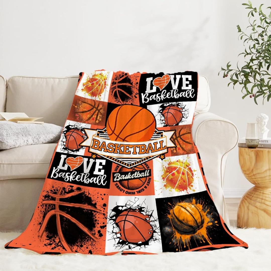 Darani Basketball Lightweight Super Soft Cozy Throw Blanket Warm and Lightweight Soft Flannel Blankets 60x50 Medium for Teen Bed Blanket