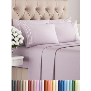 King 6 Piece Sheet Set - Comfy Breathable & Cooling - Soft Hotel Luxury Bedding Set with 8-16 Inch Deep Pockets - 1 Flat & 1 Fitted Sheet & 4 Pillowcases - Wrinkle Free & Easy Care - Light Lavender