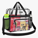 MAY TREE Clear Bag for Stadium Events 12×6×12 Clear Tote Lunch Bag with Reinforced Strap for Work, Concert and Sports, Black