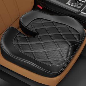 ZIKEE Leather Car Seat Cushion for Driving Relieves Tailbone & Thigh Pain, Ergonomic Dual Memory Foam Seat Cushion for Car, Raised Back for Wider Vision, Rub-Resistant & Easy-to-Clean Cover, Non-Slip