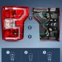 Nilight Taillight Assembly for 2018 2019 2020 Ford F150 F-150 Pickup Truck Right Tail Light Rear Lamp Replacement OE Style Red Housing with Bulbs and Harness Passenger Side