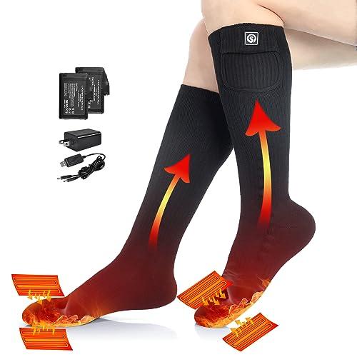 SAVIOR HEAT Heated Socks for Men Women, 150℉ Fast Heating Electric Ski Socks, 7.4V 2200mAh Rechargeable Battery Powered, Carbon Fiber Toe Warmers for Skiing Hunting Fishing Outdoor Work