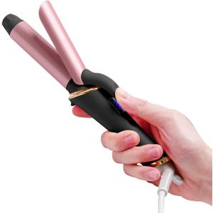 Mini Curling Iron for Short Hair - Dual Voltage (110-240V) Travel Hair Curler, 5 Heat Settings, Auto-Off, Travel Size Small Curling Iron (Black, 1 inch)