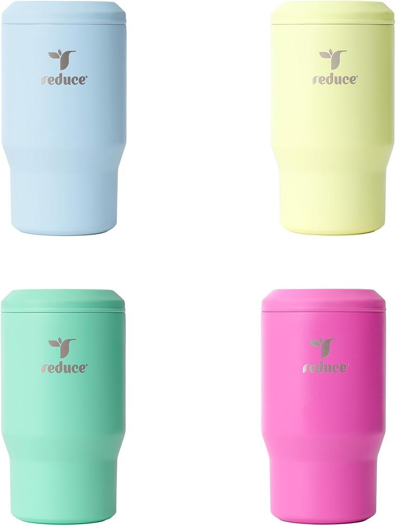 REDUCE 4-in-1 Drink Cooler - 14oz Insulated Bottle & Can Holder - 4 Pack, Leisure Hour