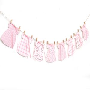 Pink Gingham Baby Dress Bodysuit Banner - Bow Gender Reveal Baby Shower Banner,Floral And Gingham Decorations,Pink Floral Milestone Nursery Decor Keepsake Garland(pink)