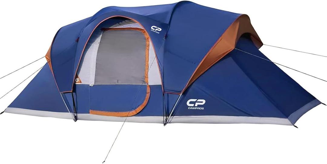 CAMPROS CP Camping Tent 10 Person Family Cabin Tent, 2 Room Water Resistant Waterproof Tent with Top Rainfly, 4 Large Mesh Windows, Double Layer, Easy Set Up, Portable with Carry Bag, 16ft x 9ft x72in