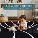 YIHOUSE Abstract Washable Rug 8x10,Ultra Thin Non Slip Black Rugs for Living Room,Modern Minimalist White Stripe Rugs for Bedroom,Dining Room Office Playroom (8'x10',Black-2)