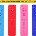 4 Packs Classic Remote Controller Compatible for Wii Wii U Console, Gamepad with Soft Silicone Sleeve and Wrist Strap (Red+Blue+Pink+Dark Blue)