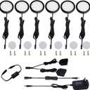 AIBOO Under Cabinet LED Black Cover Puck Lighting Kit with Touch Dimmer Switch for Kitchen Cupboard Closet Lighting (6 Lights,Daylight White)