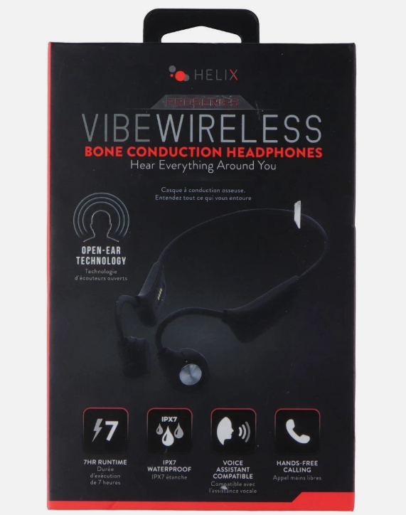 Helix ProSeries Vibe Wireless Bone Conduction Bluetooth Headphones - Black