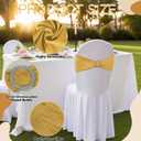 150 Pack Spandex Stretch Chair Sashes Bows, Elastic Stretch Chair Cover Bands Ties with Buckle Slider for Wedding Party Ceremony Reception Event Banquet Decoration (Gold)