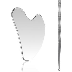 Gua Sha Acupuncture Pen Stainless Steel Face Massager Acupressure Needle Tool Manual Reflexology Tools Easy to Use Full Body Deep Tissue (Silver)