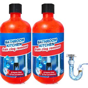 Drain Clog Remover, Drain Clog Dissolver, Opener-Cleaner, Toilet Clog Remover-Professional Strength Liquid Pipe Build Up Remover (2 pcs)