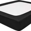 Black Box Spring Cover King Size - 100% Cotton Blend Elastic Wrap Around 4 Sides Fits King Size Beds, Soft, Washable - Bed Skirt Alternative Bed Frame Cover Black