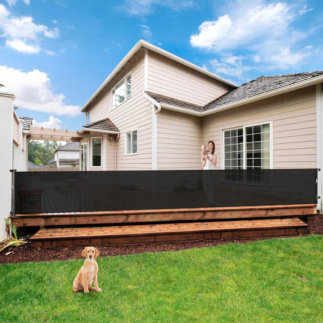 195 Inch Extra Wide Retractable Baby Gate for Large Openings, 33" Tall Super Long Baby Gate for Doorway and Stairs Indoor Outdoor Retractable Dog Gate Long Mesh Child Gates for Kids or Pets, Black
