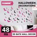 2 x Pink Halloween Decor, Spooky Halloween Party Supplies Stickers, 3D Bats Wall Decal, Cute Halloween Decorations Indoor for Bedroom, Bathroom, Home, Door, Window, Office