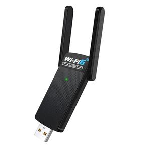 USB WiFi 6 Adapter with Bluetooth 5.2, Dual 3dBi Antennas for 5GHz/2.4GHz Wireless Network - High-Speed Dual Band Adapter for Desktop PC, Laptop, Windows 11/10/7, Gaming/Streaming Compatible