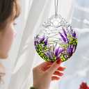 4 x Christmas Ornaments: Stained Glass Ornament, Christmas Tree Ornament, Hanging Ornaments for Home Decor & Xmas Tree Decorations  Exquisite Holiday Decor, Gifts & Holiday Present - Lavender