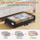 Somdot Under Bed Storage with Wheels, 2 Pack Bed Storage Containers with Dividers & Clear Lids, Easy Pull-out Metal Drawer for Clothes, Shoes,Toys, Blankets (Black)