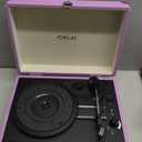Record Player 3 Speed Vinyl with Bluetooth Vintage Turntable Built in Battery Portable Suitcase Support Aux in RCA Line Out Headphone Jack Purple