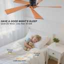 Ohniyou 52 Flush Mount Farmhouse Ceiling Fan with Lights, Remote & APP Control Low Profile Indoor Outdoor Ceiling Fans, Dimmable, Quiet DC Motor, Reversible, Black+Wood Color