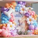 Blue Balloon Garland Arch Kit with Bone & Daisy Flower Foil Balloons,151 Pcs Pastel Pink Blue Purple Blush Balloons for Dog Paw Birthday Decorations Blue Puppy Themed Baby Shower Party Supplies