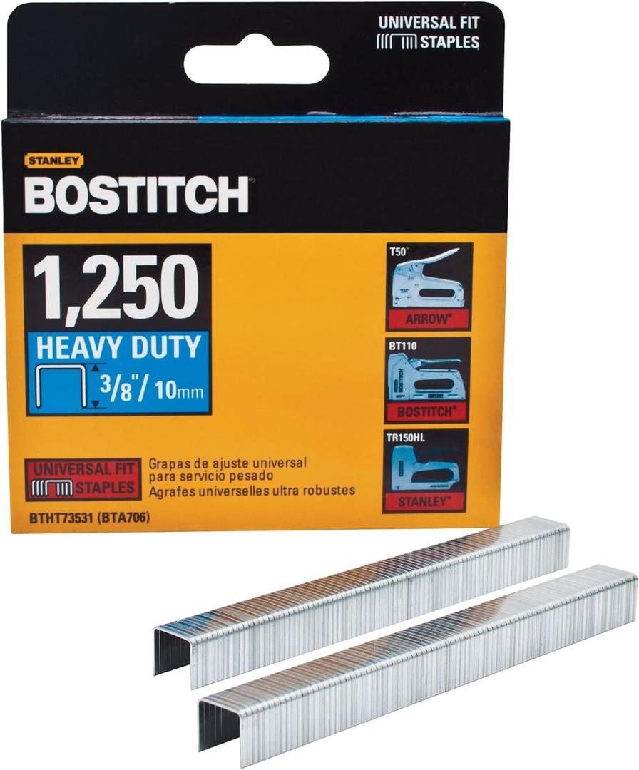 BOSTITCH Staples, Heavy Duty, 3/8 Inch, 1250 Piece (BTHT73531)