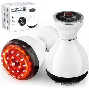 Lymphatic Drainage Massager & Anti Cellulite Massage Tool Helps Reduce Stretch Marks & Cellulite, Body Sculpting Machine For Legs, Arms & Belly with Microcurrent, Light, Heat & Vibration，With Body Oil