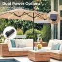 SUPERJARE 13ft Outdoor Patio Umbrella with Solar Lights, Double-sided Deck Pool Umbrella with 1.5 Inch Pole, Fade Resistant Canopy, 12 Sturdy Ribs, for Porch, Market, Backyard, Beige (No Base)