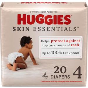 Huggies Size 4 Diapers, Skin Essentials Baby Diapers, Size 4 (22-37 lbs), 20 Count