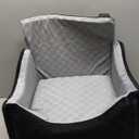 JOEJOY Elevated Dog Car Seat for Small/Medium Dogs up to 35 lbs, Memory Foam Booster Seat with Detachable Washable Cover, Travel-Safe Car Bed with Safety Belts & Storage Pockets, Grey