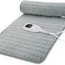 Heating pad Electric Heat Pad for Back Neck Shoulder Knee Arms Legs- Electric Heat Pads with 6 Heat Settings -Auto Shut Off (33" X 17", Silver Gray)