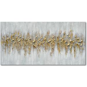 Art Modern Abstract Minimalist Art Oil Painting Hand-Painted Gold Texture Canvas Art Home Wall Decoration Painting 24x48 Inches