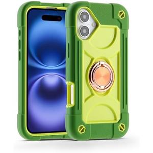 MARKILL Compatible with iPhone 16 Plus Case 6.7 Inch with 360 Degree Rotate Ring Stand, Military Grade Drop Protection Full Body Rugged Protective iPhone 16 Plus Case Kids Avocado