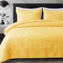 Whale Flotilla Soft King Size Quilt Set for All Seasons, 3-Piece Ultrasonic Geometric Quilts Bedding Set, Lightweight Reversible Bedspread, Coverlet, Bed Cover with 2 Pillow Shams, Yellow