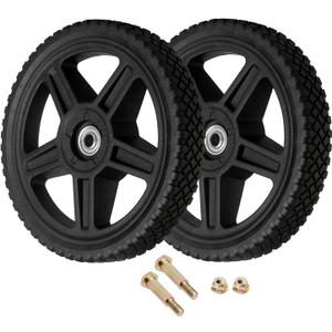 10 Inch Lawn Mower Wheels Wheel kits with Bolts & Nuts - Set of 2 Push Mower Plastic Wheels Fits Craftsman Mower Generator Garden Tiller Most Standard Lawn Mowers